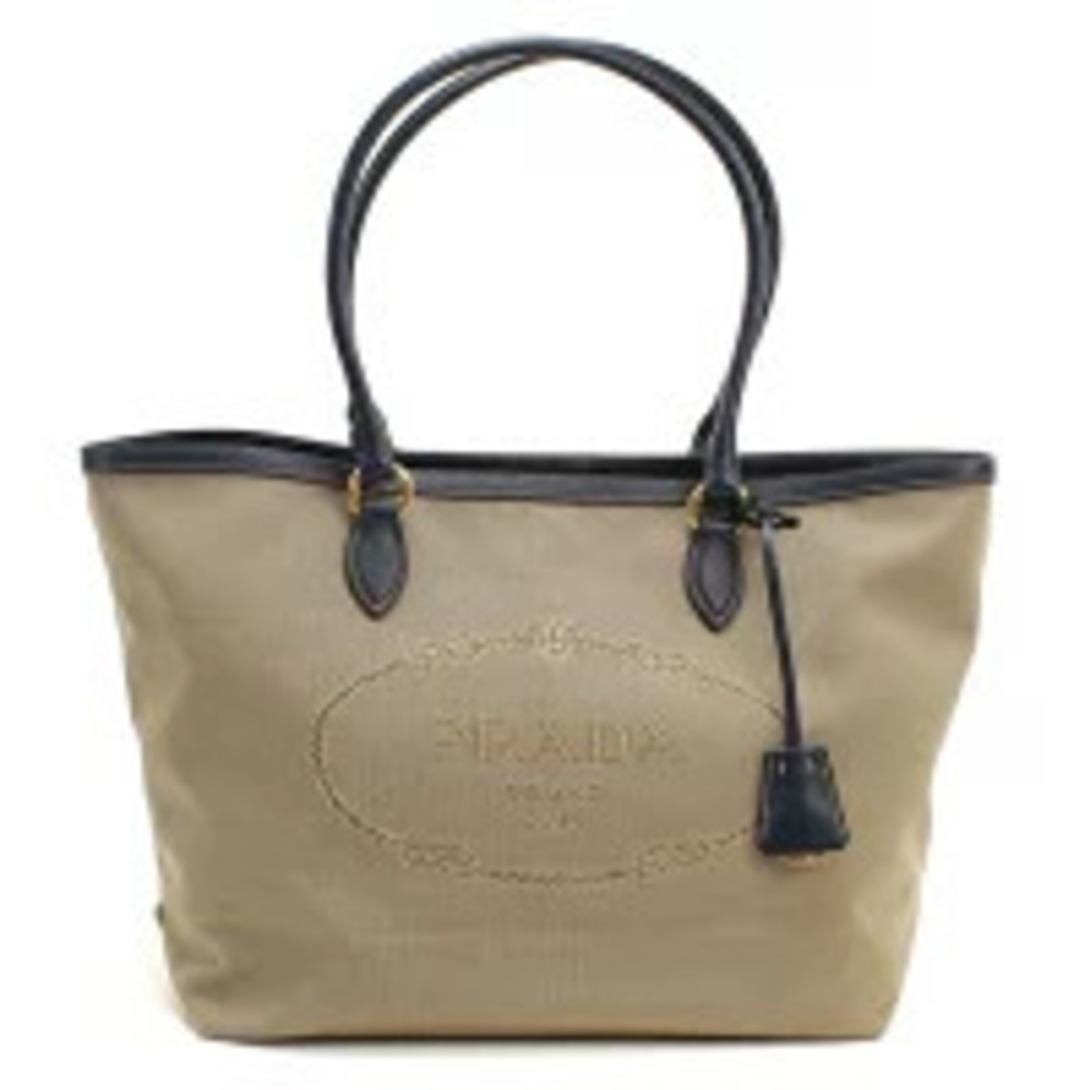 Prada Tote Bag Jacquard Beige Cream Handbag